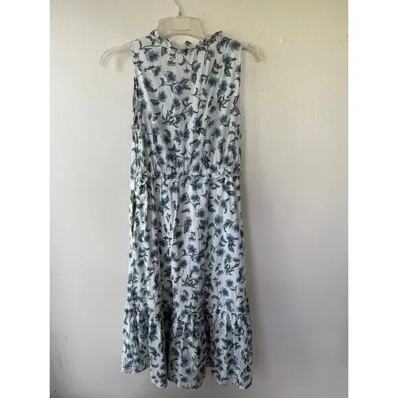 J. Crew printed Cotton tie-front midi dress white and blue floral pattern Size 6 - Picture 10 of 13